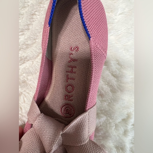Rothy’s The Bow Point Flats Pink Knit Pointed Toe Size 5 EUC - Picture 3 of 9
